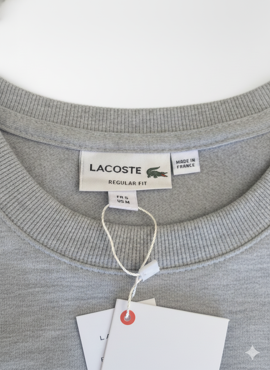 Poleron Lacoste Cuello Redondo Gris