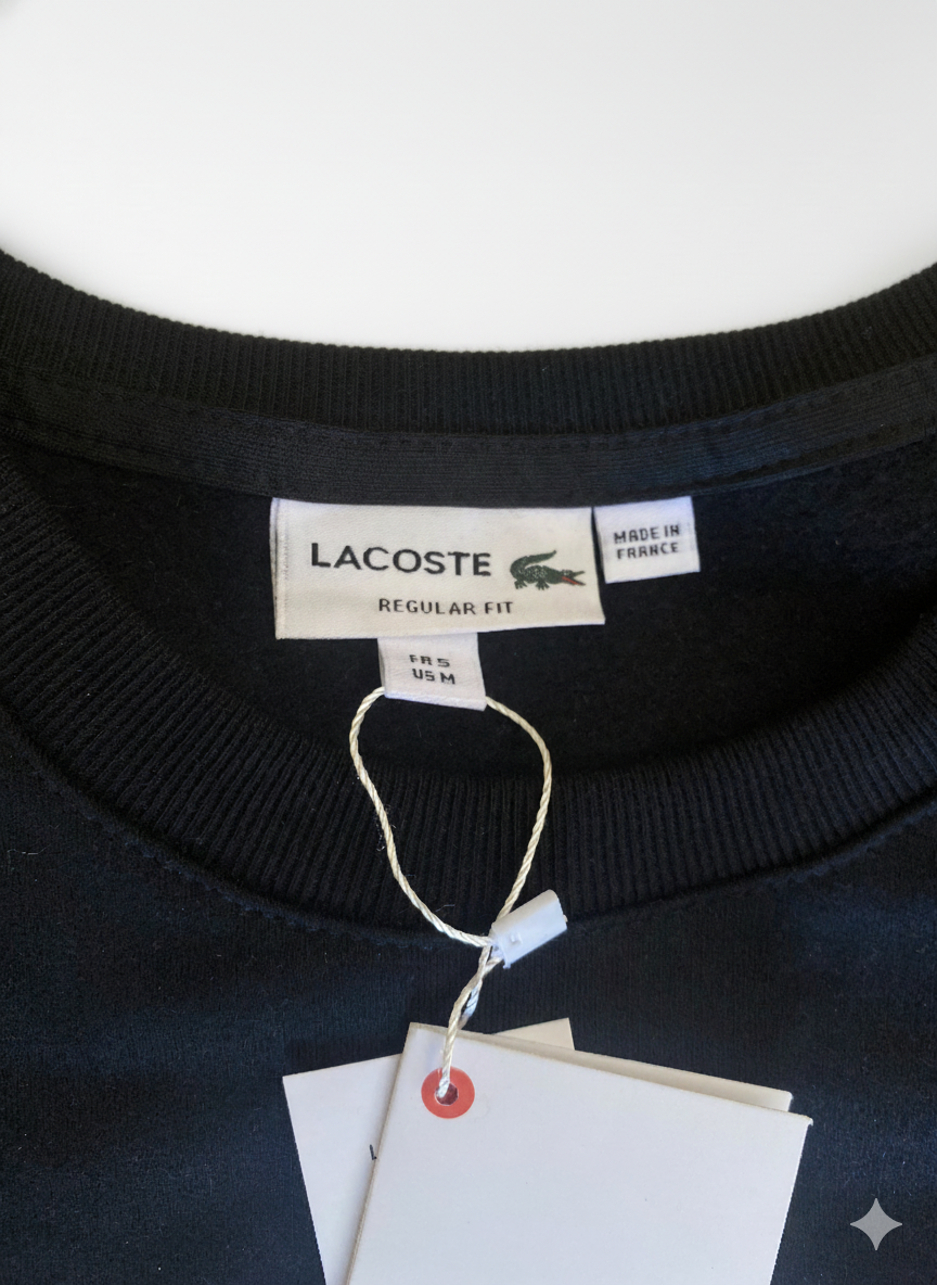 Poleron Lacoste Cuello Redondo Negro